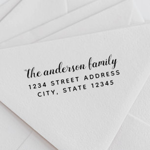 Handpinsel-Schrift Familienname Rücksendeadresse Permastempel