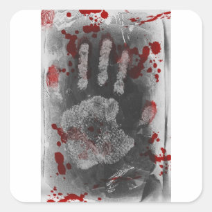 Handprint für den Spritzer Blut Quadratischer Aufkleber