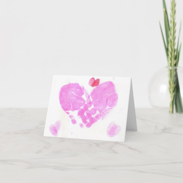 Handprint Hearts Feiertagskarte (Vorderseite)