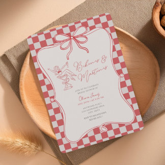 Handrawn, Bikinis and martinis bridal shower Einladung