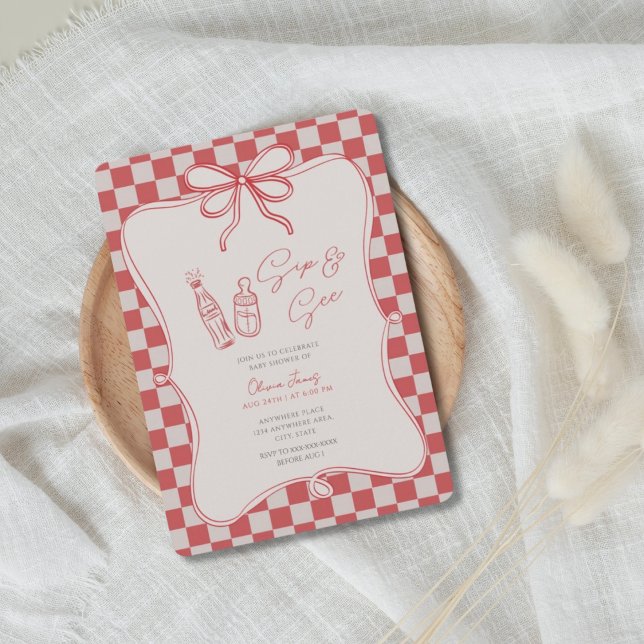 Handrawn, Sip and see baby shower Einladung (Von Creator hochgeladen)