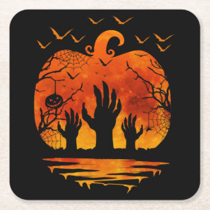 HANDS HALLOWEEN KOSTÜM KÜRBIS HERBSTSAISON RECHTECKIGER PAPPUNTERSETZER