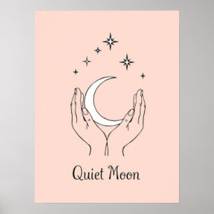 Hands halten Crescent Moon Line Art Poster