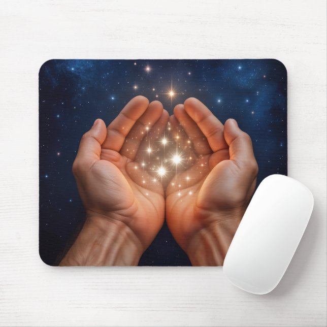 Hands Holding Night Stars Mousepad (Mit Mouse)