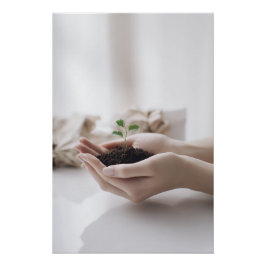 Hands Holding Seedling Growth Hope Poster