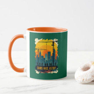 Hands Made History Worker Labor Day Vintage Design Tasse