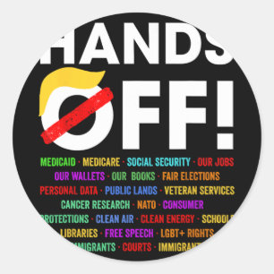 Hands Off Protest Samstag 5. April Männer 5 Frauen Runder Aufkleber