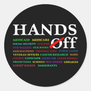 Hands Off Protest Samstag 5. April Männer Frauen 7 Runder Aufkleber