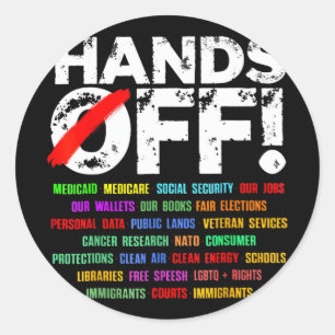 Hands Off Protest Samstag, 5. April Männer Frauen Runder Aufkleber