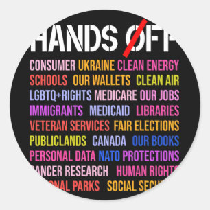 Hands Off Protest Samstag, 5. April Männer Frauen Runder Aufkleber