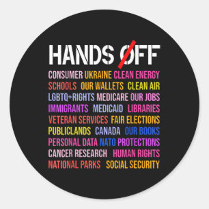 Hands Off Protest Samstag, 5. April Männer Frauen Runder Aufkleber