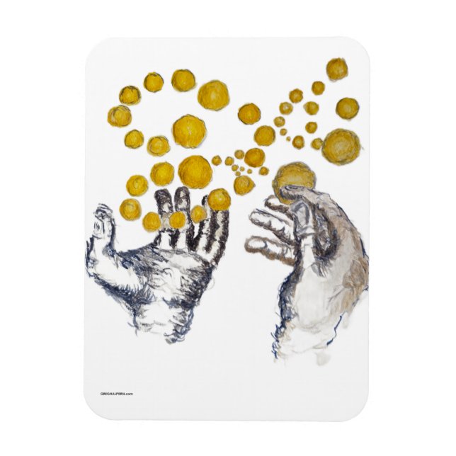 Hands Outstretched with Golden Globes Magnet (Vertikal)