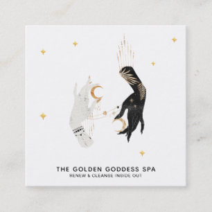 *~* Hands Stars Moon Mystic Gold Palm Blätter Wel Quadratische Visitenkarte