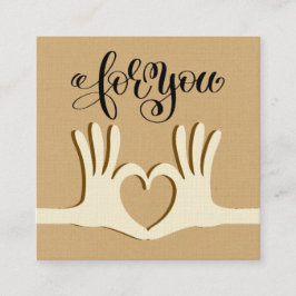 Hands- und Herzgeschenkkarte Quadratische Visitenkarte