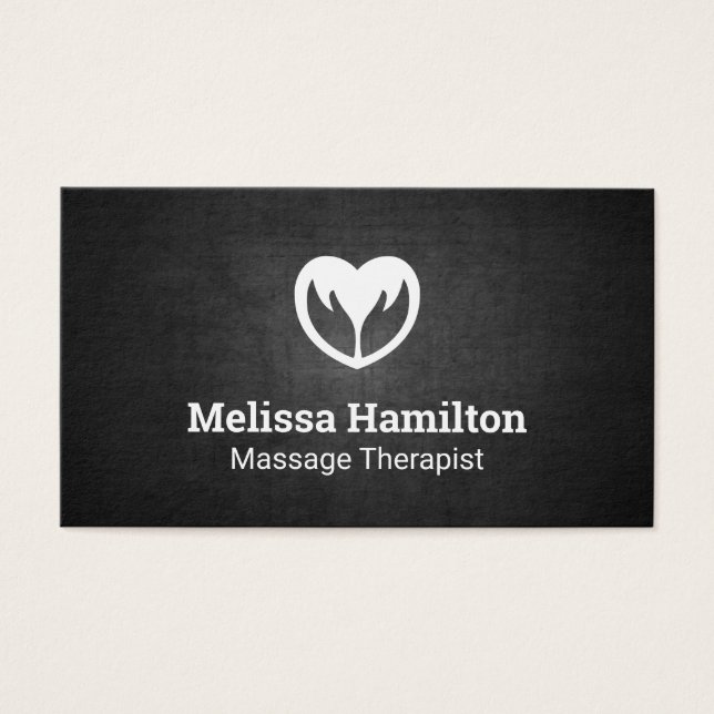 Hands- und Herzsymbol | Hintergrund schwarzer Text (Vorderseite)