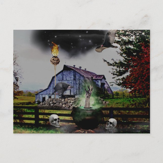 *~* Handschädel HALLOWEEN Postkarte (Vorderseite)