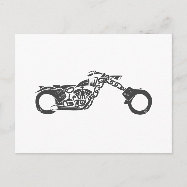Handschelle Chopper Motorrad Postkarte (Vorderseite)