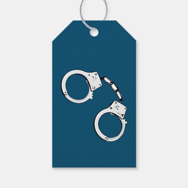 Handschellen auf blau geschenkanhänger (Vorderseite)