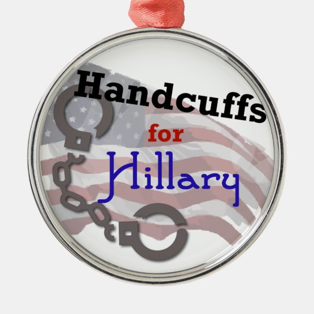 Handschellen für HIllary-Präsidentschaftswahl Silbernes Ornament (Vorne)