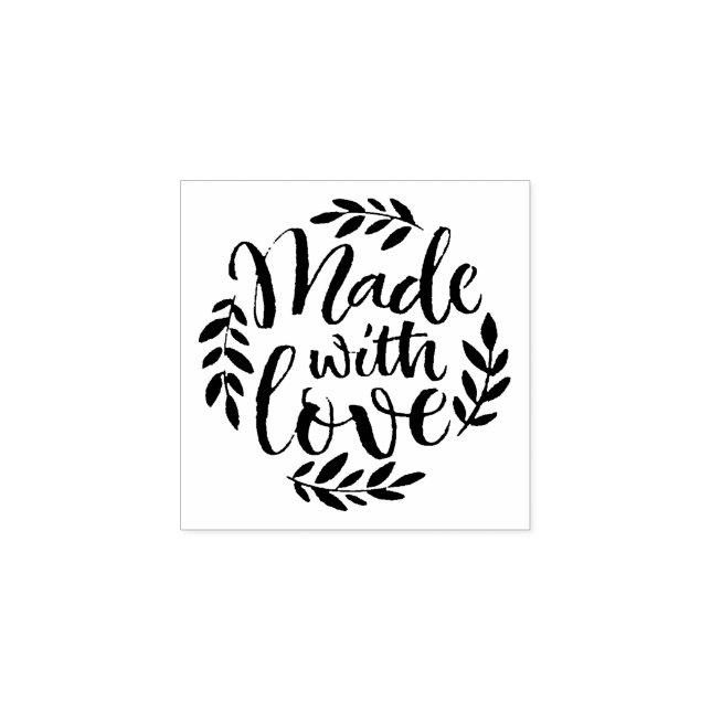 Handschrift aus Liebe Rustikale Blätter Kranz Gummistempel (Prägung)