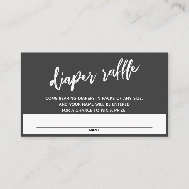 Handschrift darkest graue Windeln Raffle Ticket Begleitkarte (Vorderseite)