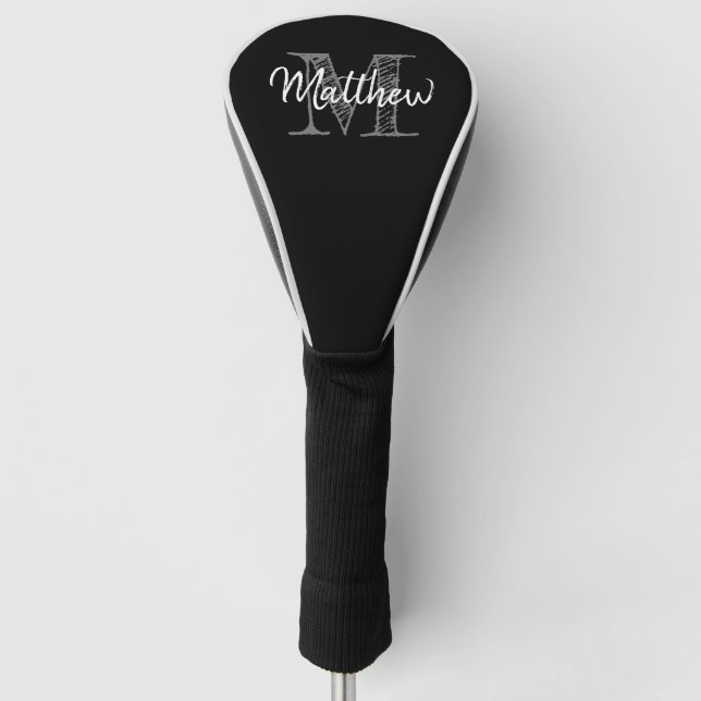 Handschrift für schwarzen Golfkopf, Monogramm Golf Headcover (Vorderseite)