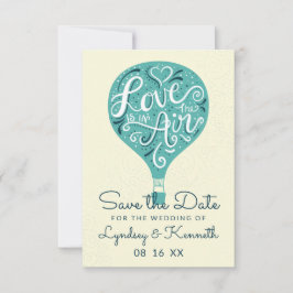 Handschrift Liebe Aquamarin Aqua Green Heißluftbal Save The Date