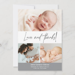 Handschrift Liebe & Dank Baby Dusche Fotos Dankeskarte