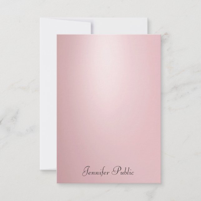 Handschrift Moderne elegante Rose Gold Template Mitteilungskarte (Vorderseite)
