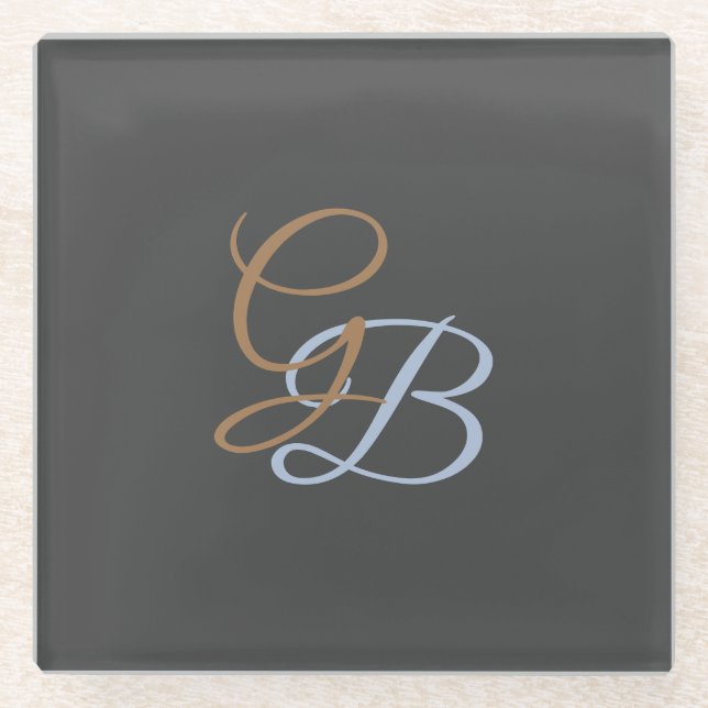 Handschrift moderne schlichte Monogramm minimalist Glasuntersetzer (Vorderseite)