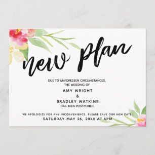 Handschrift "New Plan" Floral verschoben Hochzeit Einladung