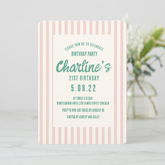 Handschrift Pastel Retro 21St Geburtstags-Party Einladung