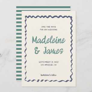 Handschrift Pastel Wavy Frame Retro Hochzeit Save The Date