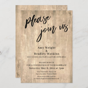 Handschrift, Rustikal bitte nur Empfang bei uns. Einladung