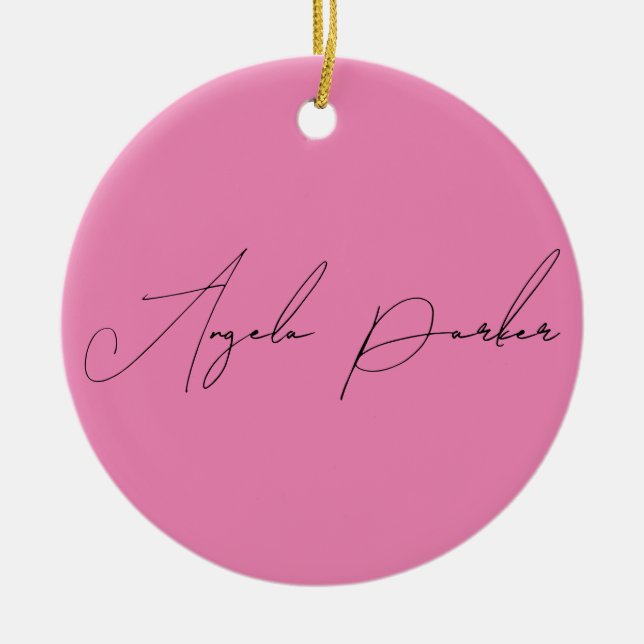 Handschrift Schlicht Einfach rosa Beruflicher Name Keramik Ornament (Vorne)