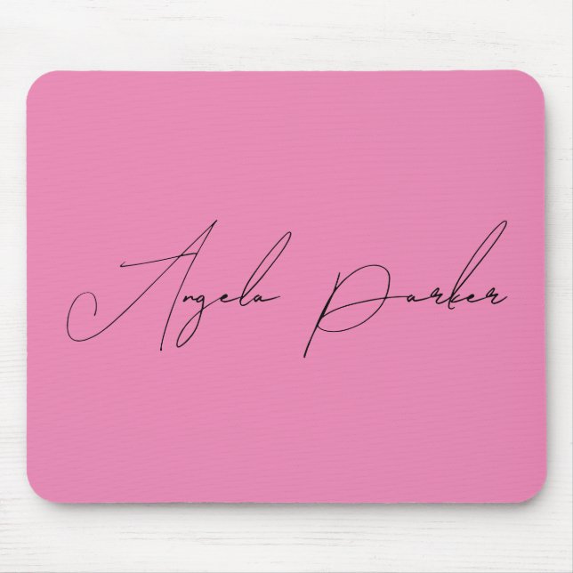 Handschrift Schlicht Einfach rosa Beruflicher Name Mousepad (Vorne)