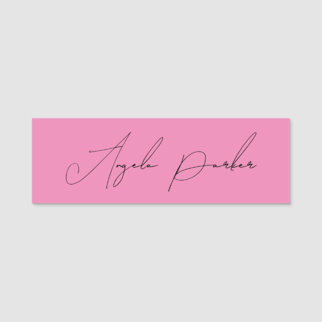 Handschrift Schlicht Einfach rosa Beruflicher Name Namensschild (Vorderseite)