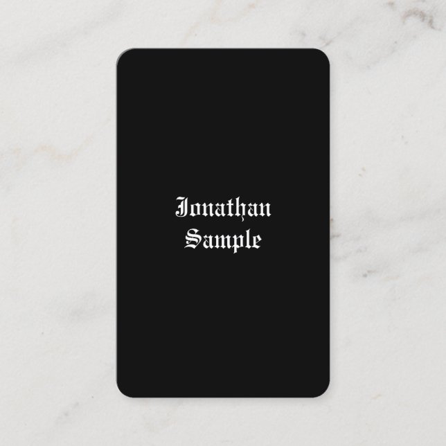 Handschrift Schwarz-weißes klassisches Retro Look Visitenkarte (Vorderseite)