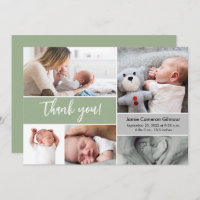 Handschrift Script Multi-Foto Baby Shower Green