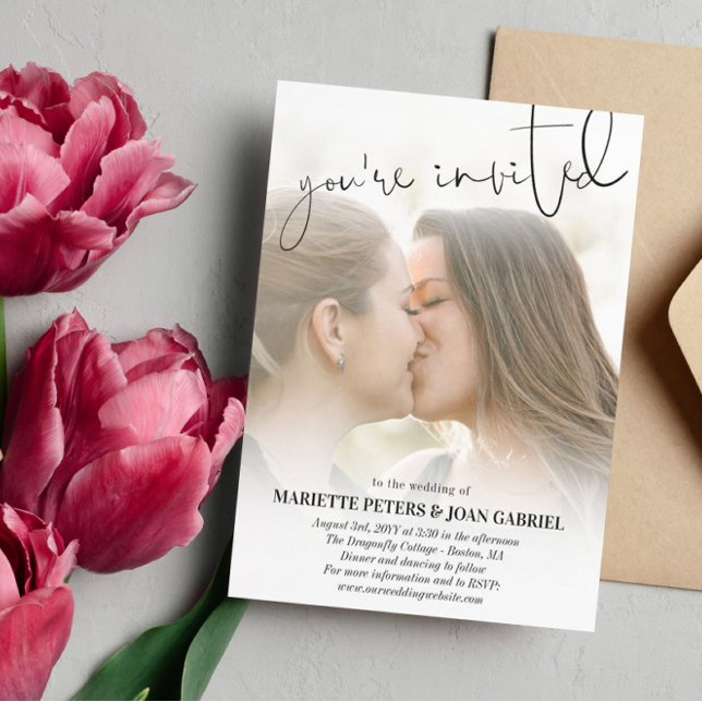 Handschrift Sie sind eingeladen Foto Hochzeit Magneteinladung (Von Creator hochgeladen)