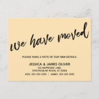 Handschrift Simple We've Moved Typografie Pfirsich