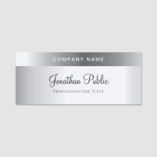 Handschrift Text Elegante Silver Template Moderne Namensschild