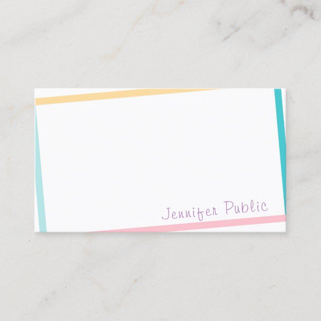 Handschrift Text kreativ farbenfrohe moderne Desig Visitenkarte (Vorderseite)