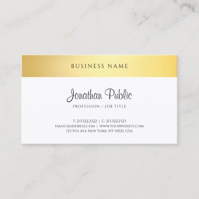 Handschrift Text Template Moderne Elegante Gold Ch Visitenkarte (Vorderseite)