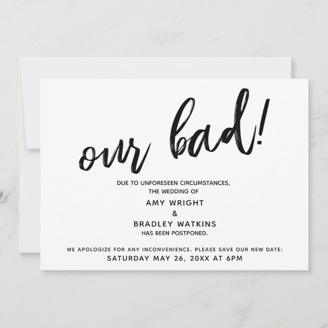 Handschrift verzögert Hochzeitsankündigung des Spa Einladung (Vorderseite)