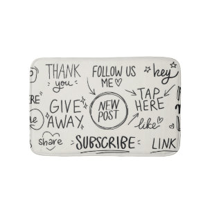 Handschrift: Vintages Doodle-Set. Badematte