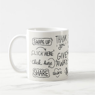 Handschrift: Vintages Doodle-Set. Kaffeetasse