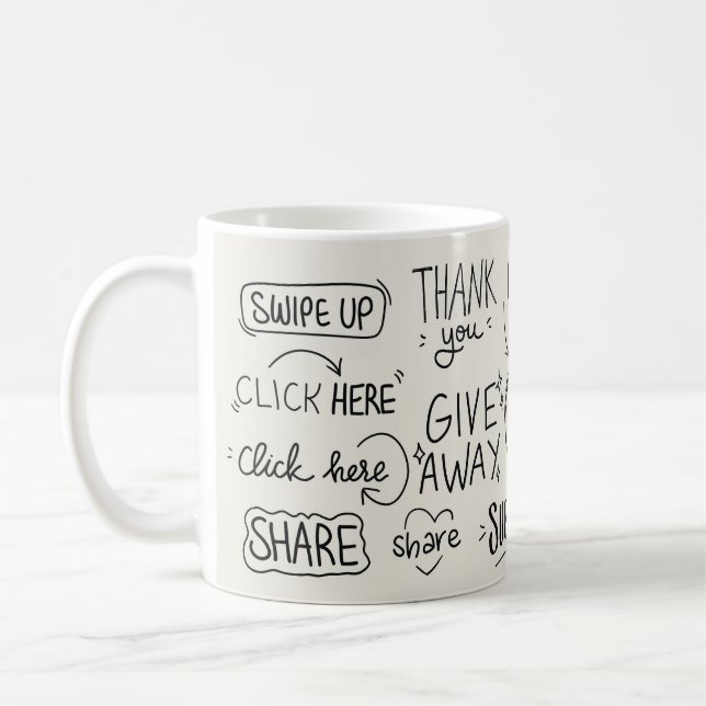 Handschrift: Vintages Doodle-Set. Kaffeetasse (Links)