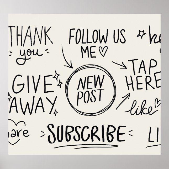 Handschrift: Vintages Doodle-Set. Poster (Vorne)