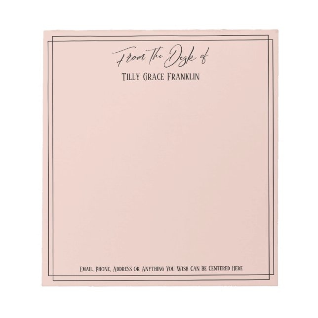 Handschrift vom Schreibtisch aus mit einfachem Lic Notizblock (Vorderseite)